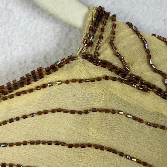 Star Group Cardigan Womens OS Handmade Silk Beaded Geometric Open Front Vintage - Picture 11 of 15